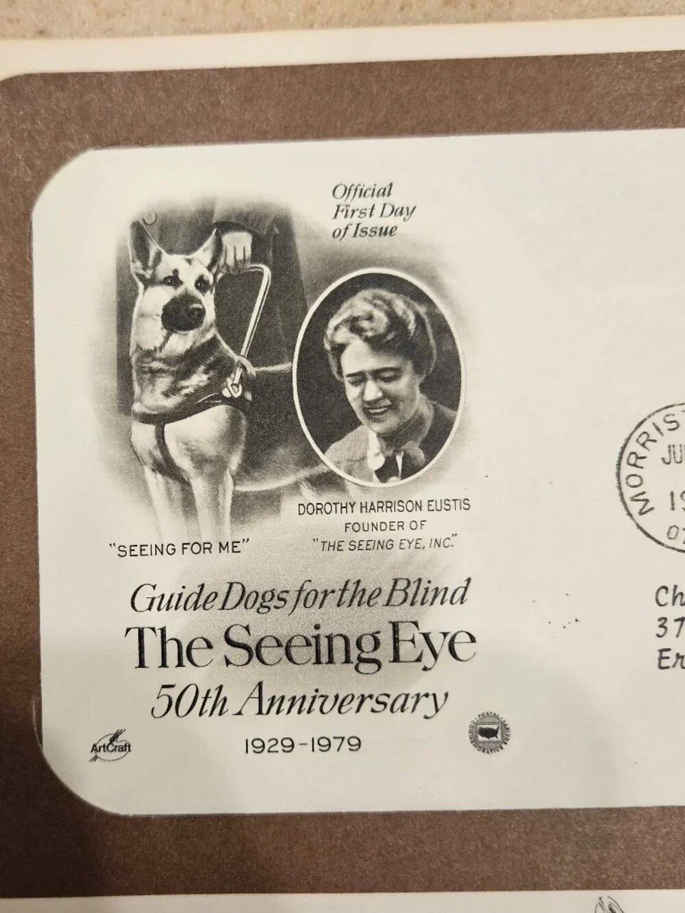 RARE COLLECTIBLE USPS 1ST DAY ISSUE COVER THE SEEING EYE GUIDE DOGS BLIND STAMP